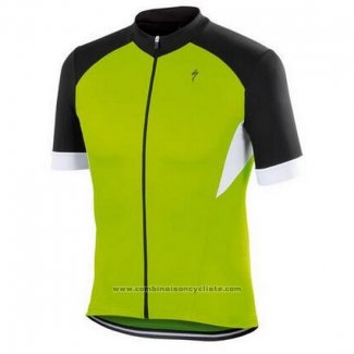 2015 Maillot Cyclisme Specialized Noir et Vert Manches Courtes et Cuissard