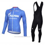 2016 Maillot Cyclisme Gazprom Rusvelo Colnago Bleu et Blanc Manches Longues et Cuissard