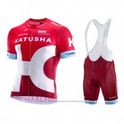 2016 Maillot Cyclisme Katusha Alpecin Blanc et Rouge Manches Courtes et Cuissard