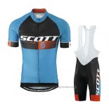 2016 Maillot Cyclisme Scott Bleu et Orange Manches Courtes et Cuissard