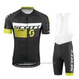 2016 Maillot Cyclisme Scott Noir Jaune Manches Courtes et Cuissard