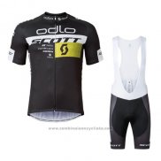 2016 Maillot Cyclisme Scott Noir et Jaune Manches Courtes et Cuissard