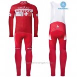 2016 Maillot Cyclisme Scott Rouge et Blanc Manches Longues et Cuissard