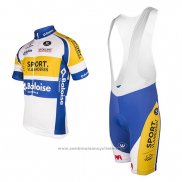 2016 Maillot Cyclisme Sport Vlaanderen Baloise Blanc et Jaune Manches Courtes et Cuissard