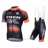 2016 Maillot Cyclisme Trek Selle San Marco Noir et Orange Manches Courtes et Cuissard