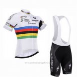 2016 Maillot Cyclisme UCI Monde Champion Lider Quick Step Blanc Manches Courtes et Cuissard