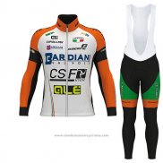 2017 Maillot Cyclisme Bardiani Csf Ml Blanc et Vert Manches Longues et Cuissard