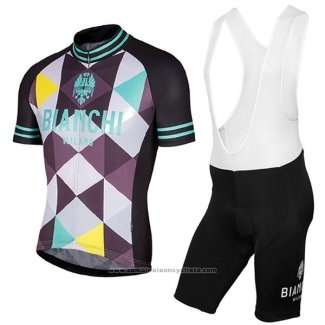 2017 Maillot Cyclisme Bianchi Milano Aviolo Noir Manches Courtes et Cuissard