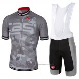 2017 Maillot Cyclisme Castelli Gris Manches Courtes et Cuissard