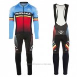 2017 Maillot Cyclisme Ridley Rincon Manches Longues et Cuissard Rouge et Bleu Manches Courtes et Cuissard