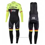 2017 Maillot Cyclisme Trek Segafredo Noir et Jaune Manches Longues et Cuissard