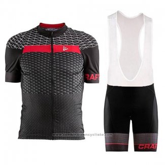 2018 Maillot Cyclisme Craft Route Noir Rouge Manches Courtes et Cuissard