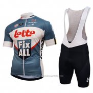 2018 Maillot Cyclisme Lotto Fix All Blanc Bleu Manches Courtes et Cuissard