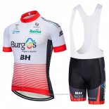 2018 Maillot Cyclisme Burgos BH Blanc et Rouge Manches Courtes et Cuissard