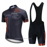 2018 Maillot Cyclisme Capo Noir Gris Orange Manches Courtes et Cuissard