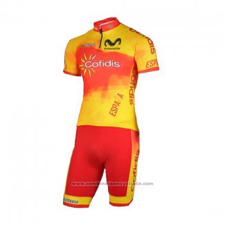 2018 Maillot Cyclisme Espagne Confidis Orange Manches Courtes et Cuissard