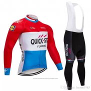 2018 Maillot Cyclisme Quick Step Floors Rouge Blanc Bleu Manches Longues et Cuissard