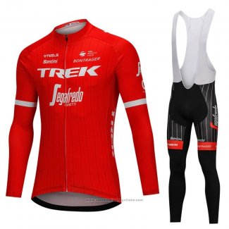 2018 Maillot Cyclisme Trek Segafredo Rouge Manches Longues et Cuissard