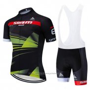 2019 Maillot Cyclisme Sram Noir Vert Manches Courtes et Cuissard