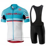 2019 Maillot Cyclisme Castelli Free AR 4.1 Azur Blanc Manches Courtes et Cuissard