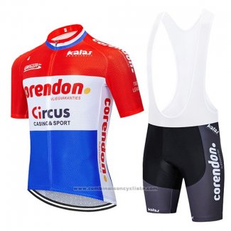 2019 Maillot Cyclisme Corendon Circo Rouge Blanc Bleu Manches Courtes et Cuissard