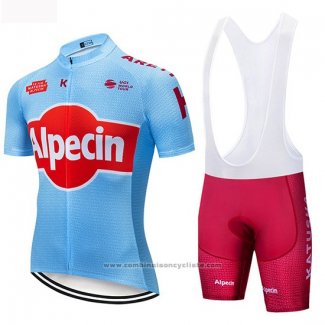 2019 Maillot Cyclisme Katusha Alpecin Bleu Rouge Manches Courtes et Cuissard