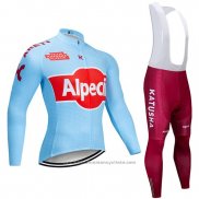 2019 Maillot Cyclisme Katusha Alpecin Bleu Rouge Manches Longues et Cuissard