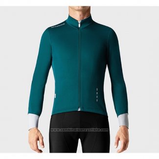 2019 Maillot Cyclisme La Passione Vert Blanc Manches Longues et Cuissard