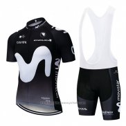 2019 Maillot Cyclisme Movistar Noir Blanc Manches Courtes et Cuissard