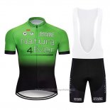 2019 Maillot Cyclisme Natura 4 Ever Vert Noir Manches Courtes et Cuissard