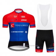 2019 Maillot Cyclisme Topforex Lapierre Rouge Bleu Manches Courtes et Cuissard