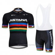 2019 Maillot Cyclisme UCI Monde Champion Movistar Noir Blanc Manches Courtes et Cuissard