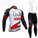 2019 Maillot Cyclisme UCI Monde Champion Uae Blanc Noir Rouge Manches Longues et Cuissard