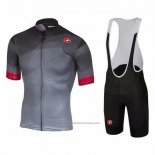 2020 Maillot Cyclisme Castelli Rouge Gris Manches Courtes et Cuissard