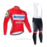 2020 Maillot Cyclisme Deceuninck Quick Step Rouge Blanc Manches Longues et Cuissard