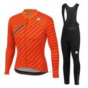 2020 Maillot Cyclisme Femme Sportful Orange Gris Manches Longues et Cuissard