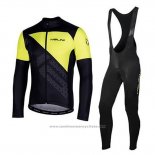 2020 Maillot Cyclisme Nalini Noir Jaune Manches Longues et Cuissard