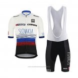 2020 Maillot Cyclisme Slovaquie Blanc Noir Bleu Manches Courtes et Cuissard