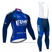 2020 Maillot Cyclisme UHC Fonce Bleu Manches Longues et Cuissard