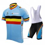 2021 Maillot Cyclisme Belgique Azur Manches Courtes et Cuissard
