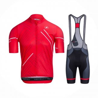 2021 Maillot Cyclisme Castelli Rouge Blanc Manches Courtes et Cuissard