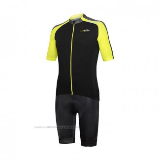 2021 Maillot Cyclisme RH+ Gris Jaune Manches Courtes et Cuissard