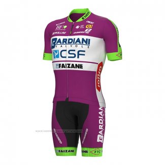 2022 Maillot Cyclisme Bardiani Csf Faizane Vert Violet Manches Courtes et Cuissard