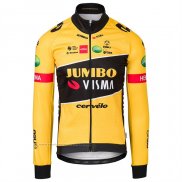 2022 Maillot Cyclisme Jumbo Visma Noir Jaune Manches Longues et Cuissard