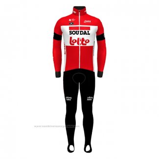 2022 Maillot Cyclisme Lotto Soudal Rouge Manches Longues et Cuissard