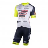 2022 Maillot Cyclisme Wanty-Gobert Cycling Team Blanc Bleu Manches Courtes et Cuissard