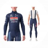 2024 Maillot Cyclisme Deceuninck Quick Step Fonce Bleu Blanc Manches Longues Et Cuissard
