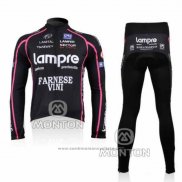 2010 Maillot Cyclisme Lampre Farnese Vini Manches Longues et Cuissard Noir Manches Longues et Cuissard Pantaloni