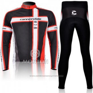 2011 Maillot Cyclisme Cannondale Noir et Rouge Manches Longues et Cuissard