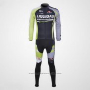 2011 Maillot Cyclisme Liquigas Cannondale Noir et Vert Manches Longues et Cuissard